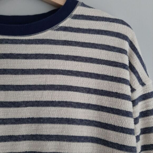 OLD NAVY Loose Cali-Fleece Terry Sweatshirt Tunic Crewneck Stripe Sz XS - Picture 6 of 13